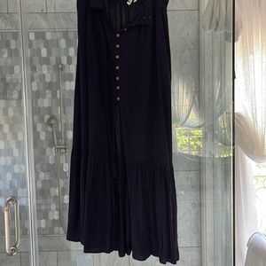 Cotton long skirt dark blue